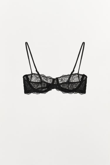 SUJETADOR AROS ENCAJE - Negro de Zara