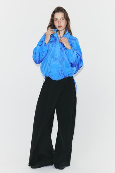 Zara FLOWY PAREO PANTS - Black
