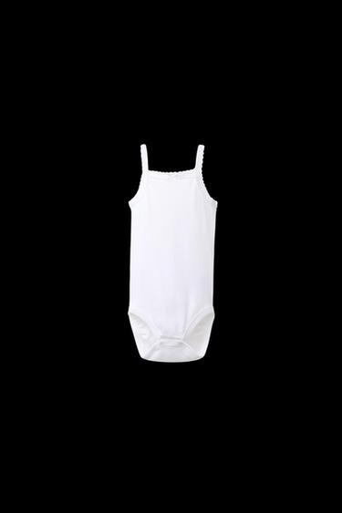 3-PACK OF RIBBED STRAPPY BODYSUITS - Oyster-white by Zara
