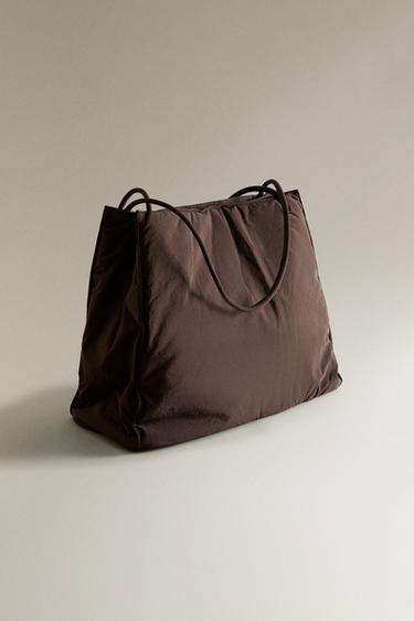 SAC CABAS TISSU TECHNIQUE - Marron de Zara - Image 4