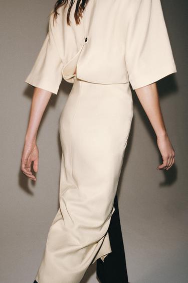 ZW COLLECTION DRAPED MIDI DRESS - Mid-ecru by Zara - Image 9