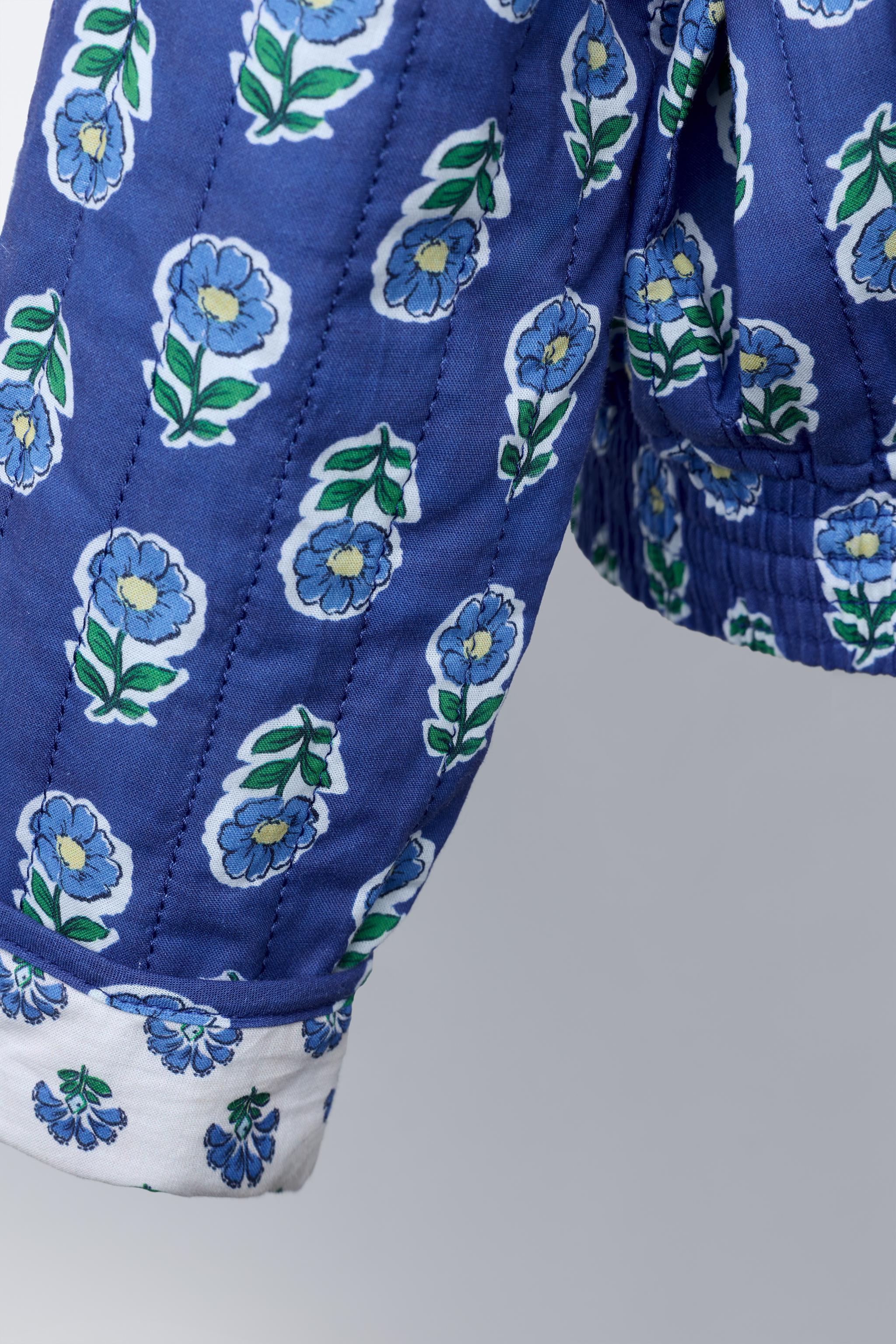 FLORAL PRINT PADDED JACKET - Cornflower blue | ZARA United