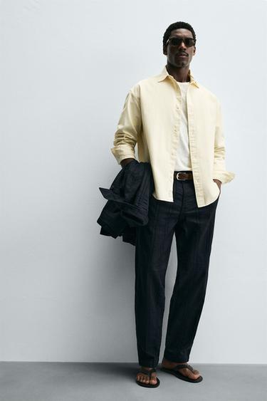 STRIPED JACQUARD TROUSERS - Navy blue by Zara - Image 5