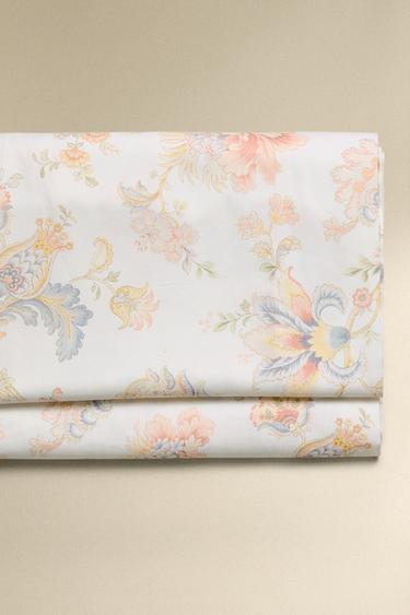 SÁBANA ENCIMERA SATÉN ESTAMPADO FLOR - Crudo de Zara