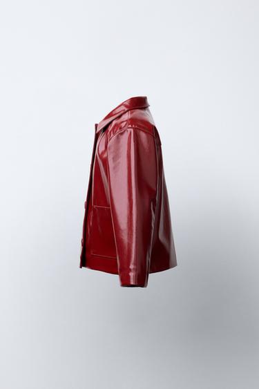 PATENT EFFECT JACKET - Burgundy by Zara - Image 2
