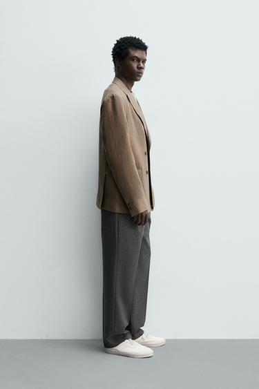 VESTE DE COSTUME CROISÉE 100% LIN - Vison clair de Zara - Image 3