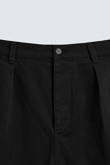 RELAXED FIT BERMUDA SHORTS WITH PLEATS - Black by Zara - Image 7
