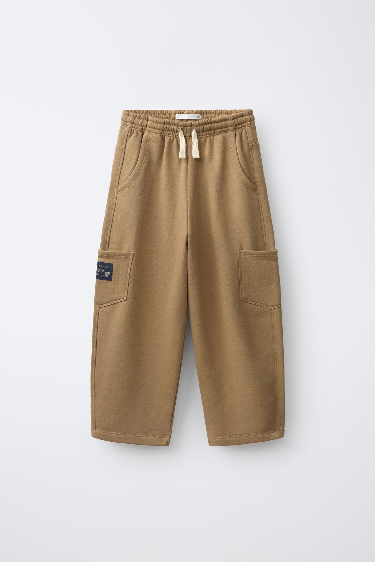 VARSITY CARGO SWEATPANTS — taupe brown