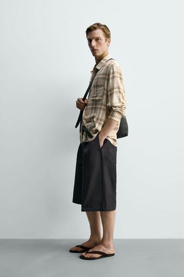 CHEMISE RELAXED FIT À CARREAUX - Sable de Zara - Image 3