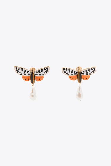 BUTTERFLY FAUX PEARL EARRINGS - Multicoloured by Zara