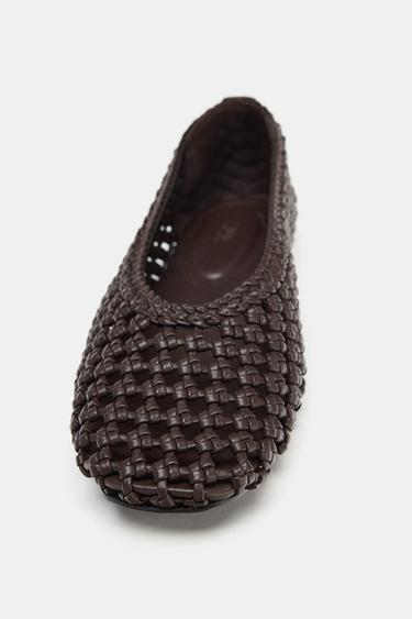 BRAIDED BALLET FLATS - Brown by Zara - Image 3
