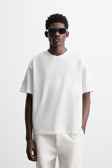 Zara PRINTED TEXT T-SHIRT - White