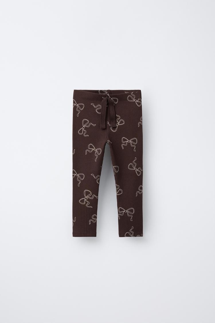 PRINTED RIBBED LEGGINGS