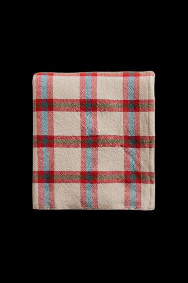 Zara CHECK COARSE COTTON TABLECLOTH - Red