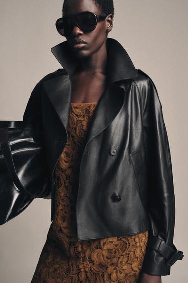 Zara LEATHER JACKET ZW COLLECTION LIMITED EDITION - Black