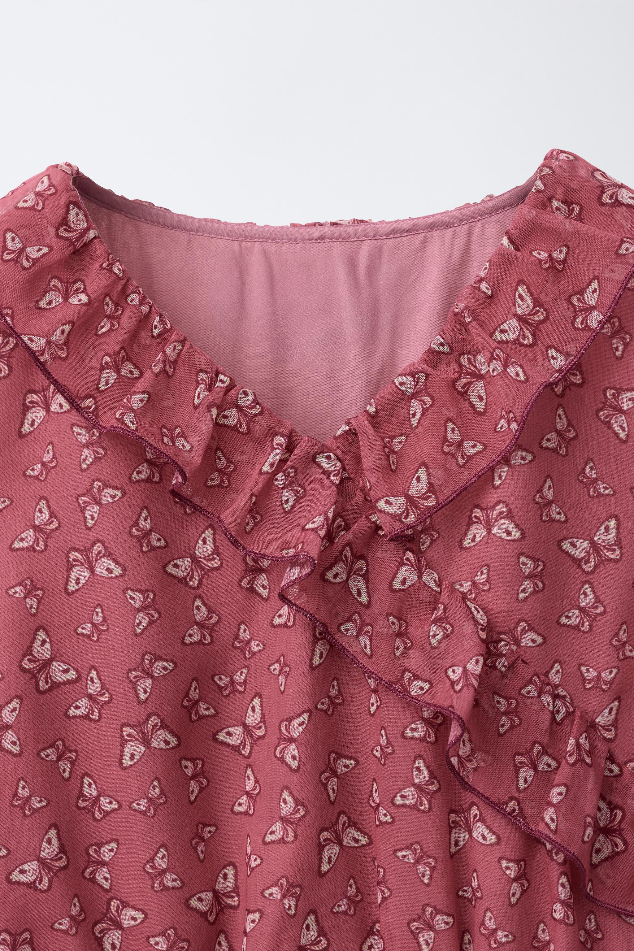 BUTTERFLY PRINT BLOUSE - Raspberry | ZARA United States