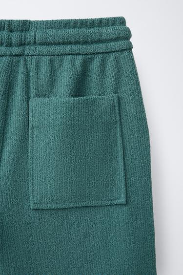 SLIM FIT RUSTIC TOWELLING BERMUDA SHORTS - Bottle green by Zara - Image 3