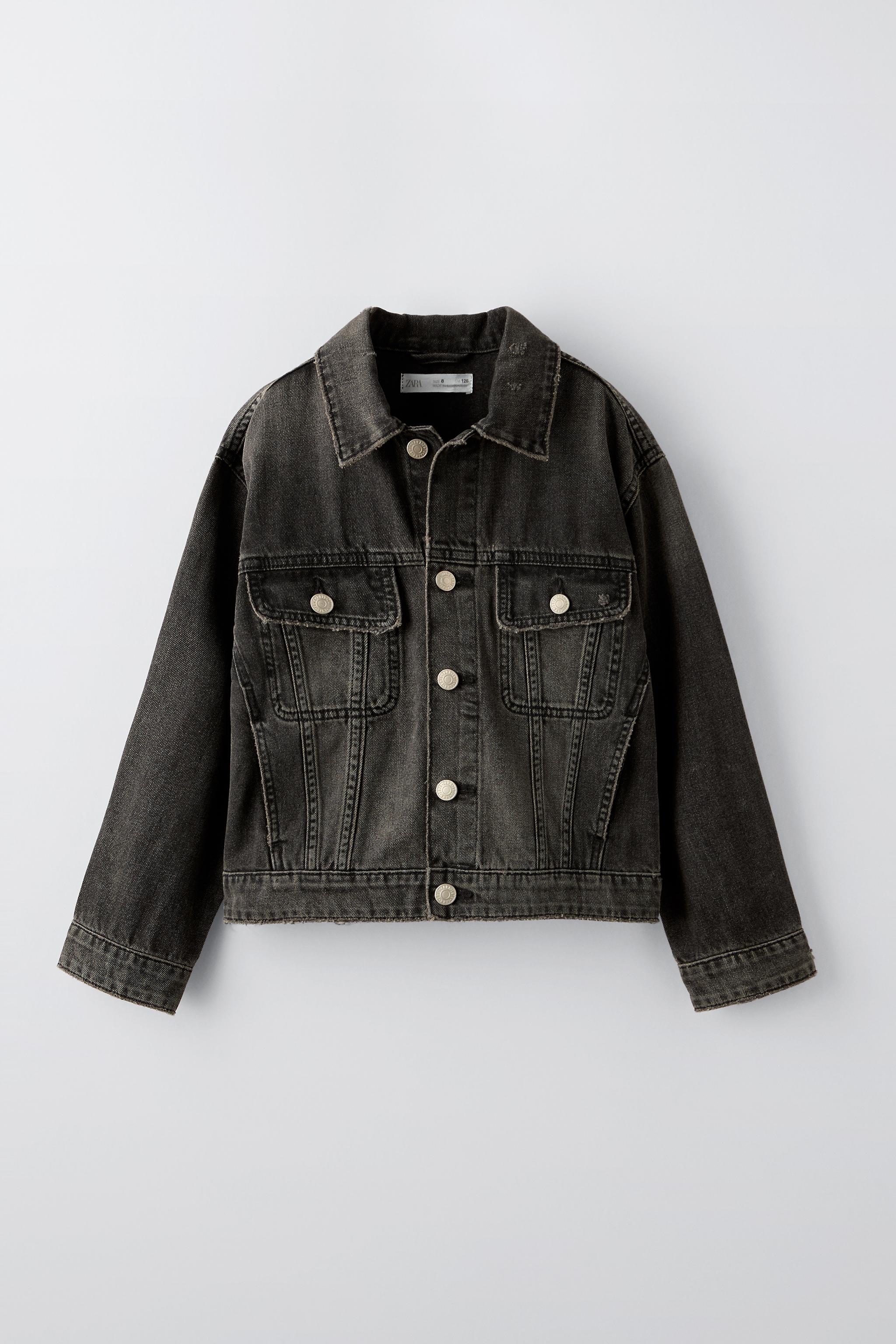 Black zara denim jacket shops