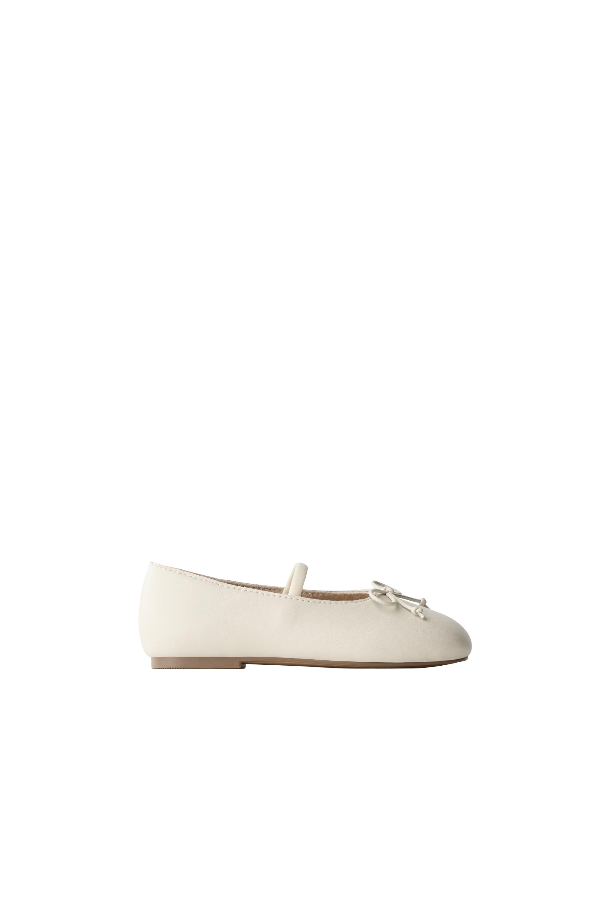 [新品未使用] ZARA オフホワイト レザーバレエシューズ 39 レザーリボンバレエシューズ - ホワイト | ZARA Japan / 日本