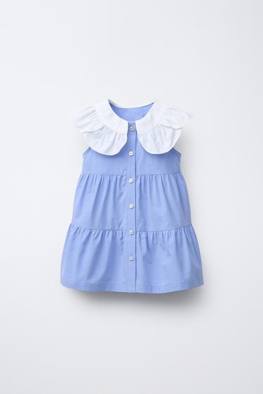 POPLIN PANELLED DRESS - Blue by Zara - Image 0