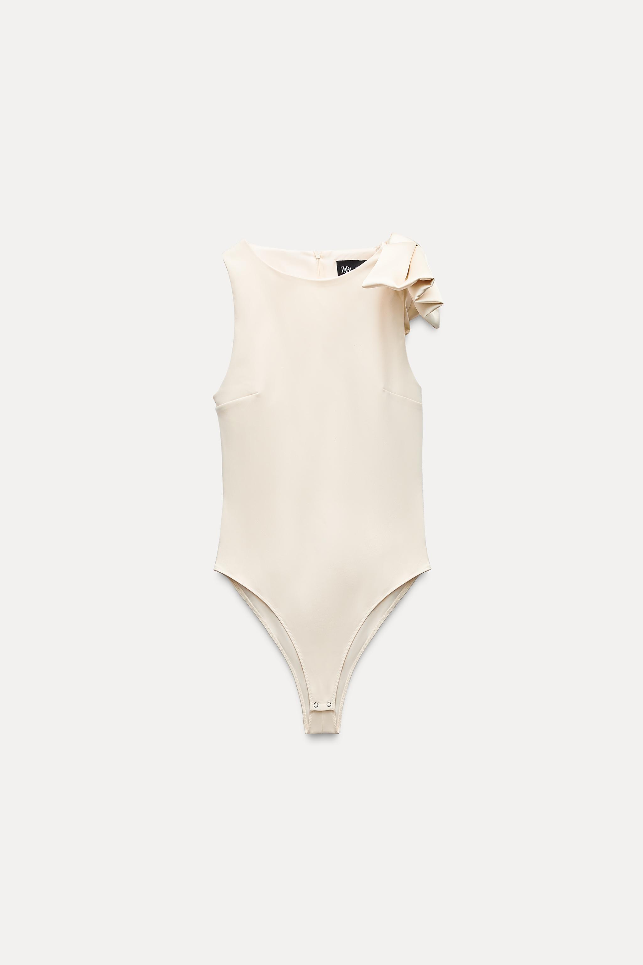 ZARA METALLIC BODYSUIT selling WITH BOW