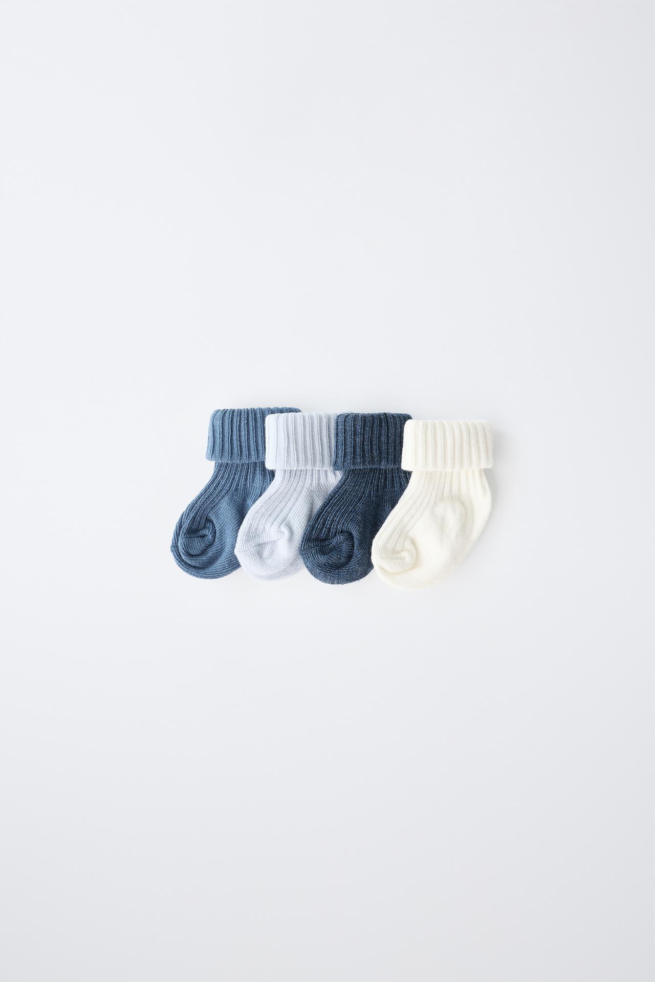 FOUR-PACK OF COLORED SOCKS IN A BOX — Mid-blue