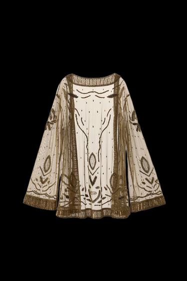 CHAQUETA BORDADOS ABALORIOS LENTEJUELAS - Oro de Zara