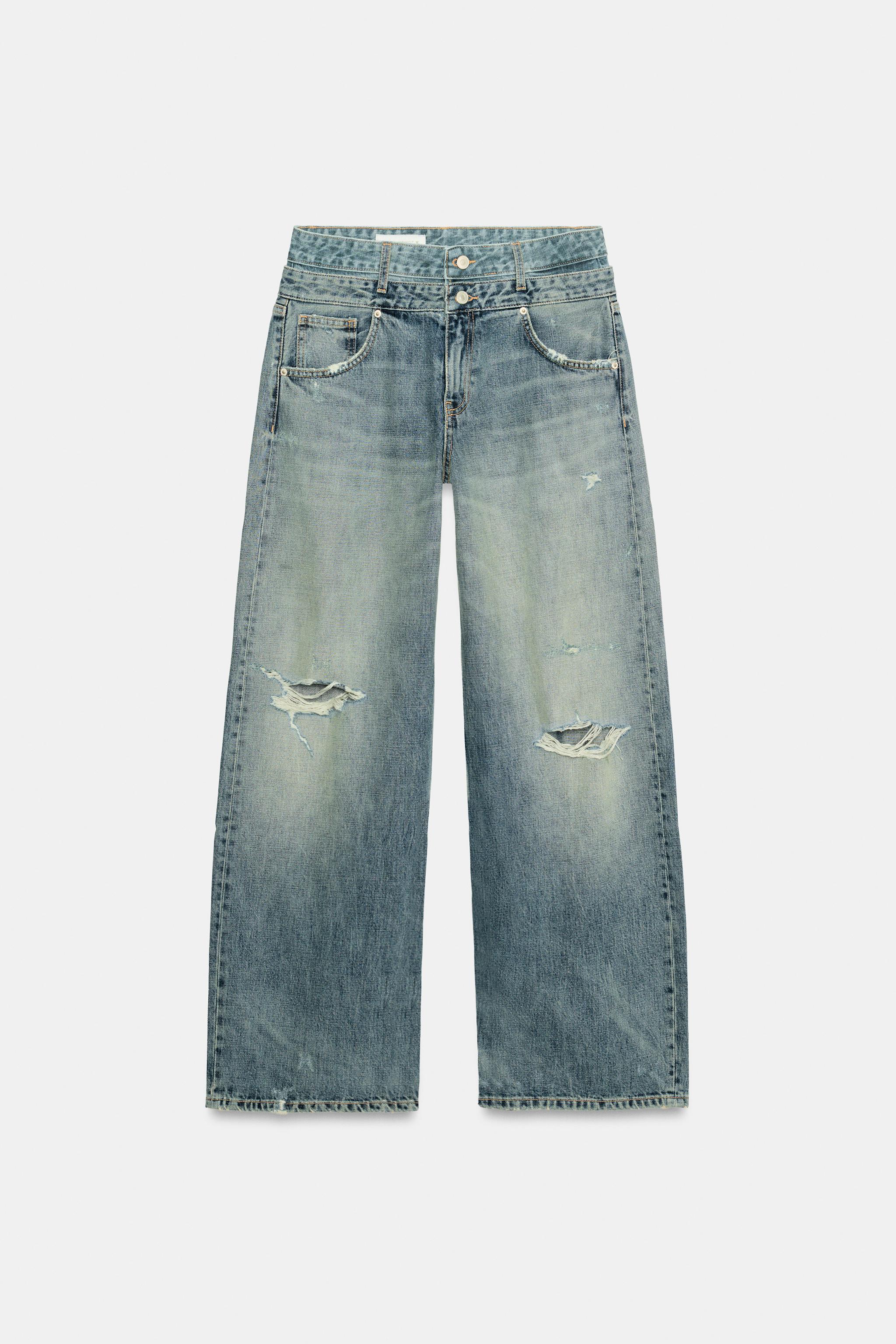Женские джинсы Zara TRF STRAIGHT-FIT DOUBLE WAISTBAND MID-RISE JEANS — фото 8