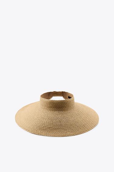 WIDE-BRIMMED WOVEN VISOR - Light beige by Zara