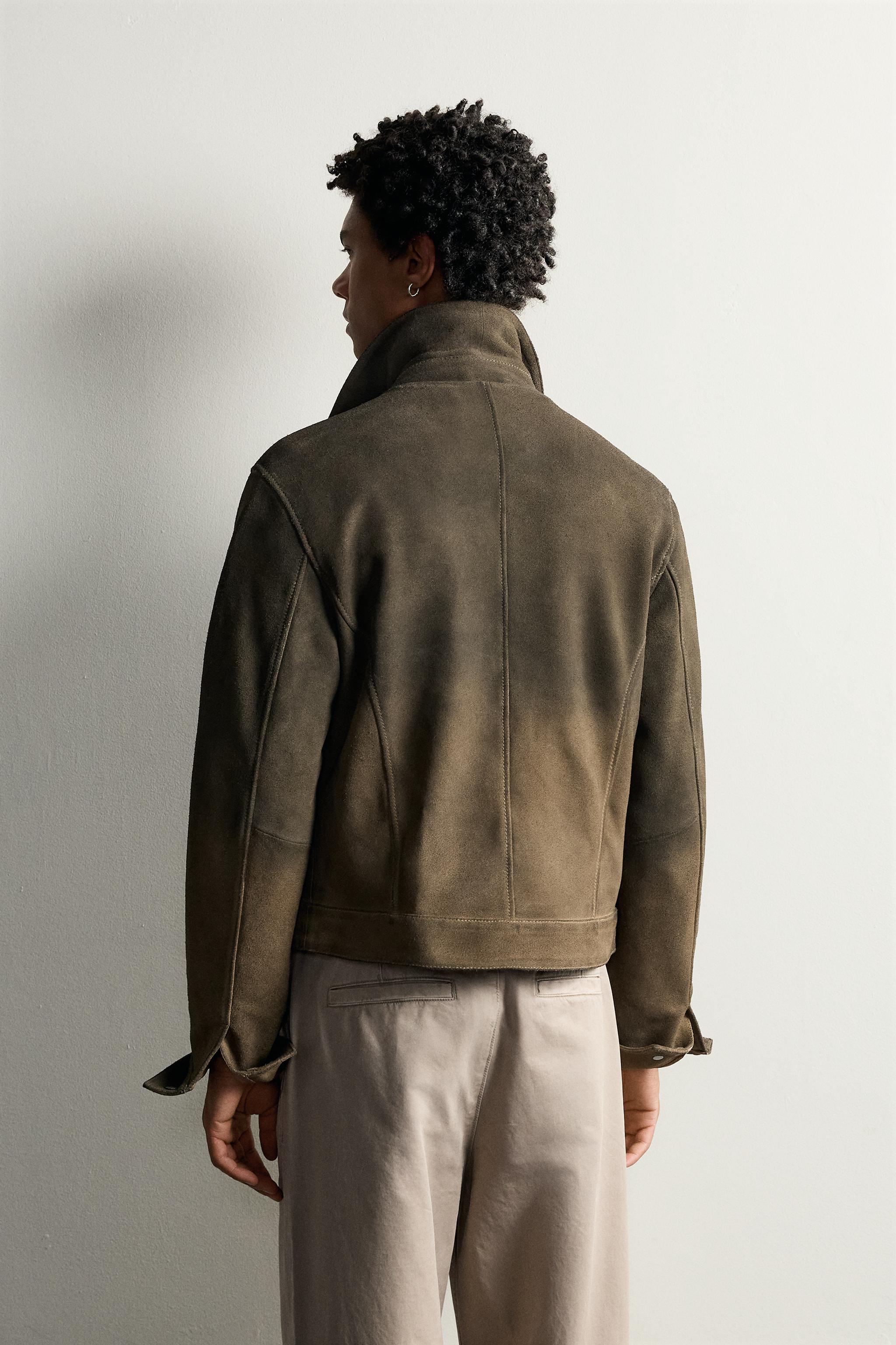WASHED LEATHER CROPPED FIT JACKET - thumbnail 3