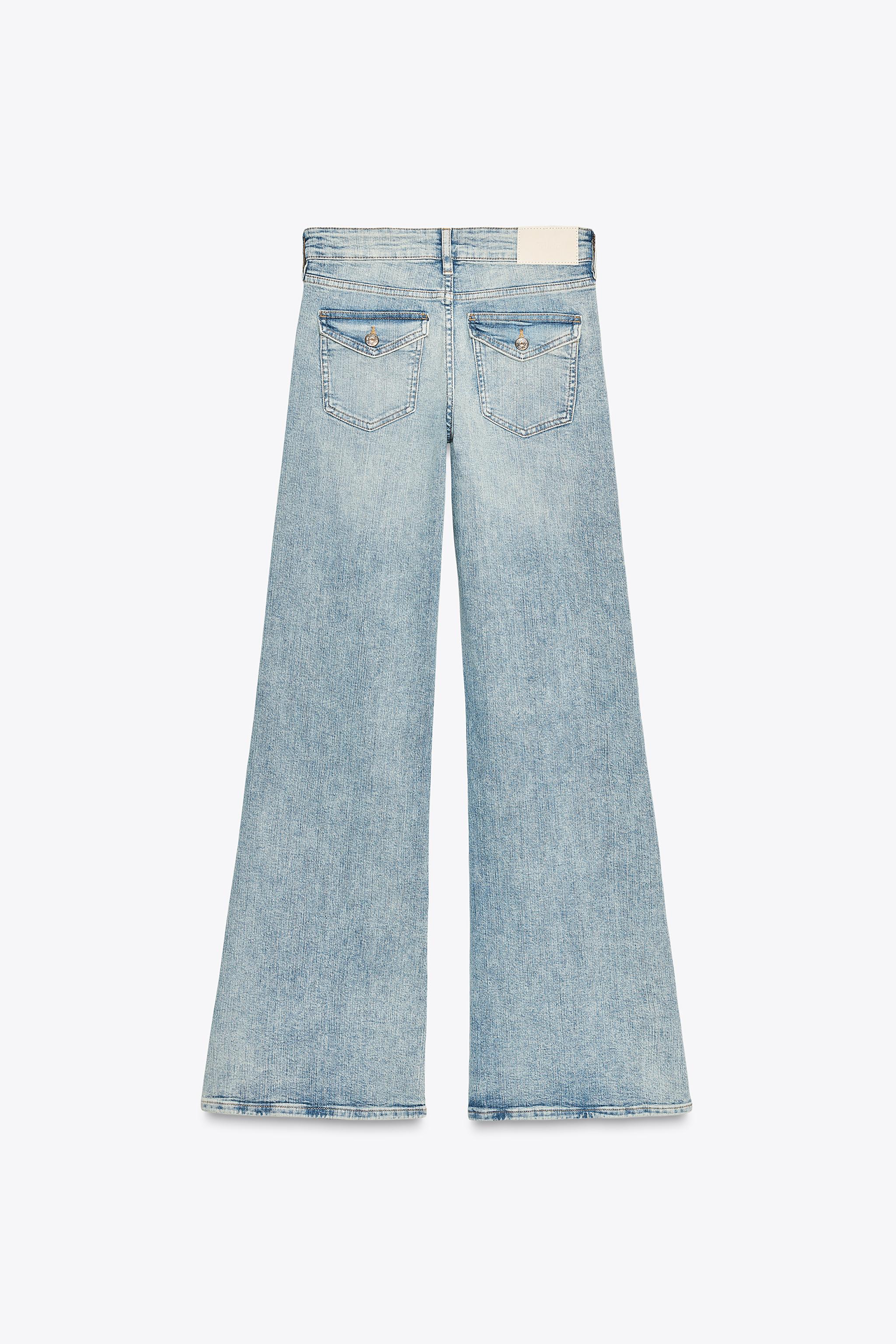 Z1975 LOW RISE FLARE FIT JEANS - Mid-blue | ZARA United States