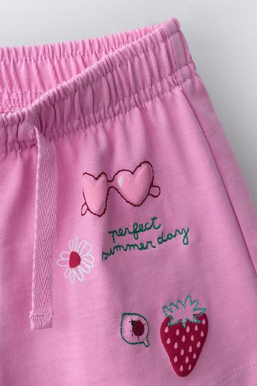 BERMUDA EN MOLLETON BRODÉ - Rose moyen de Zara - Image 2
