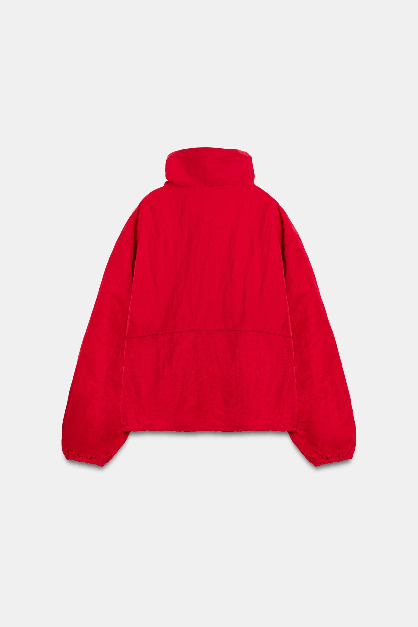 Женская куртка Zara Technical Fabric Snap-Button, цвет: Красный — фото 8