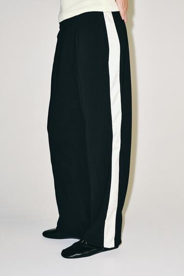 Zara SIDE STRIPE TROUSERS - Black