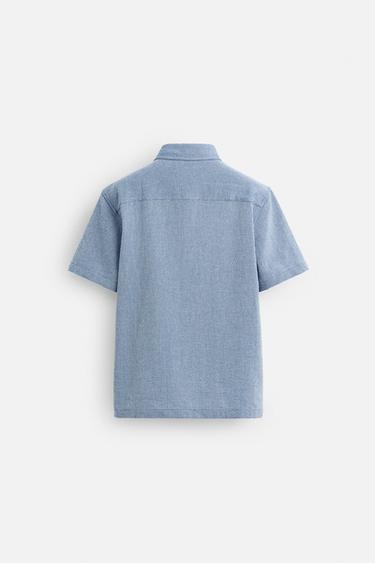 TEXTURED REGULAR FIT SHIRT - Blue/White by Zara - Image 7