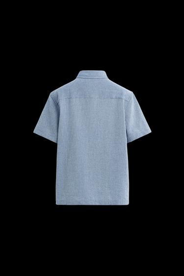 Zara REGULAR FIT TEXTURED SHIRT - Blue / White
