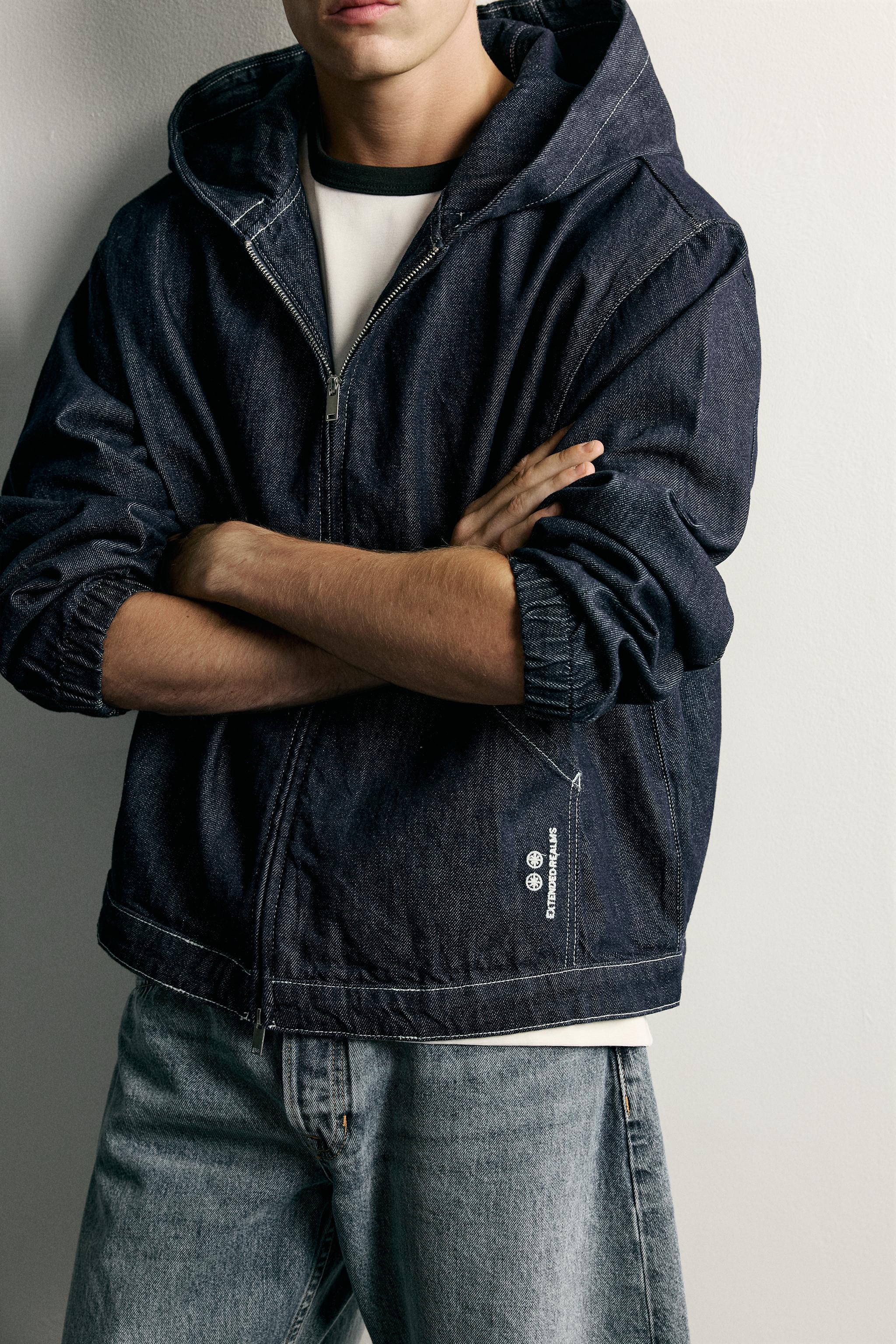 Zara RELAXED FIT KAPÜŞONLU DENIM CEKET görsel 6
