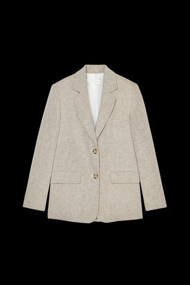 STRAIGHT BLAZER WITH PADDED SHOULDERS - Beige-brown by Zara