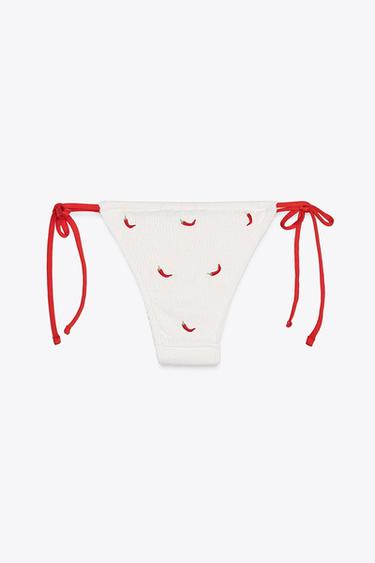 EMBROIDERED BIKINI BOTTOMS - Ecru by Zara - Image 4