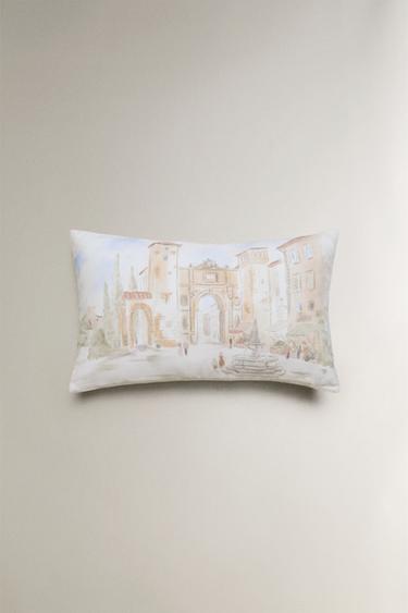 Zara LANDSCAPE THROW PILLOW COVER - Beige - Image 0