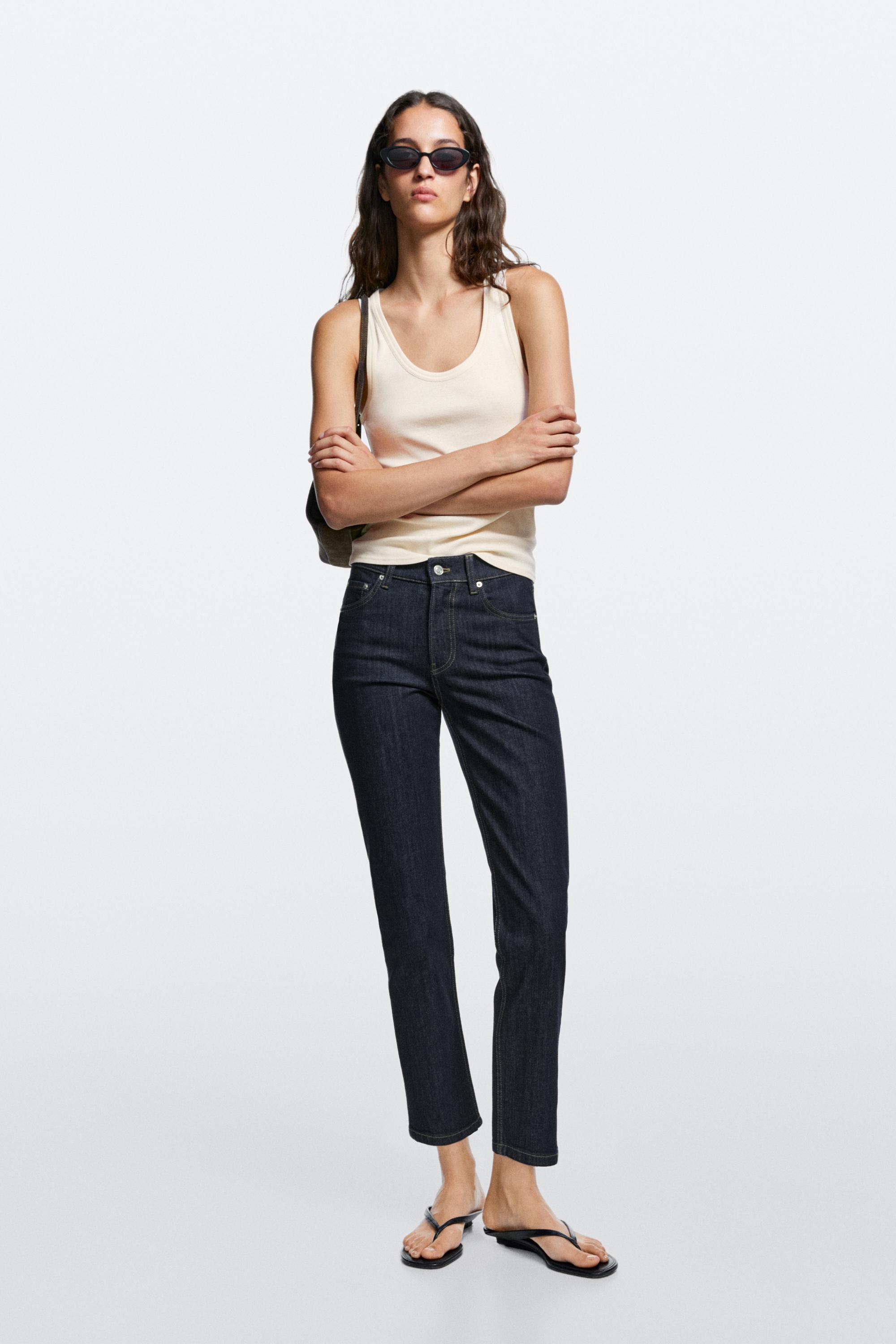 Mid-waist slim fit cropped jeans — Blue