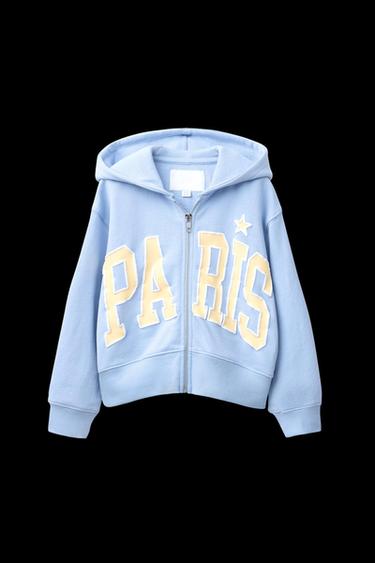 SUDADERA CREMALLERA VARSITY - Azul claro de Zara - Imagen 0