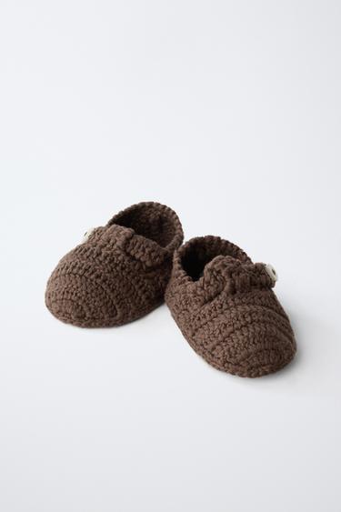CHAUSSONS EN MAILLE BOUTON - Chocolat de Zara - Image 2
