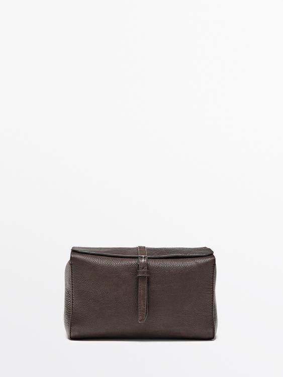 Nappa leather travel toiletry bag