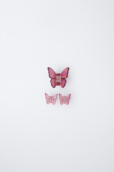 PACK OF THREE BUTTERFLY CLIPS - Burgundy by Zara - Image 0