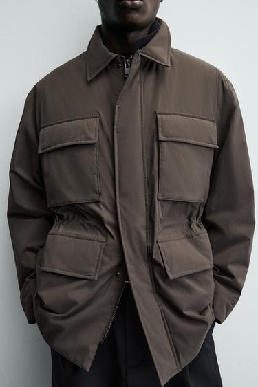 WATER-REPELLENT PADDED TECHNICAL 3/4 LENGTH COAT - Brown by Zara - Image 4