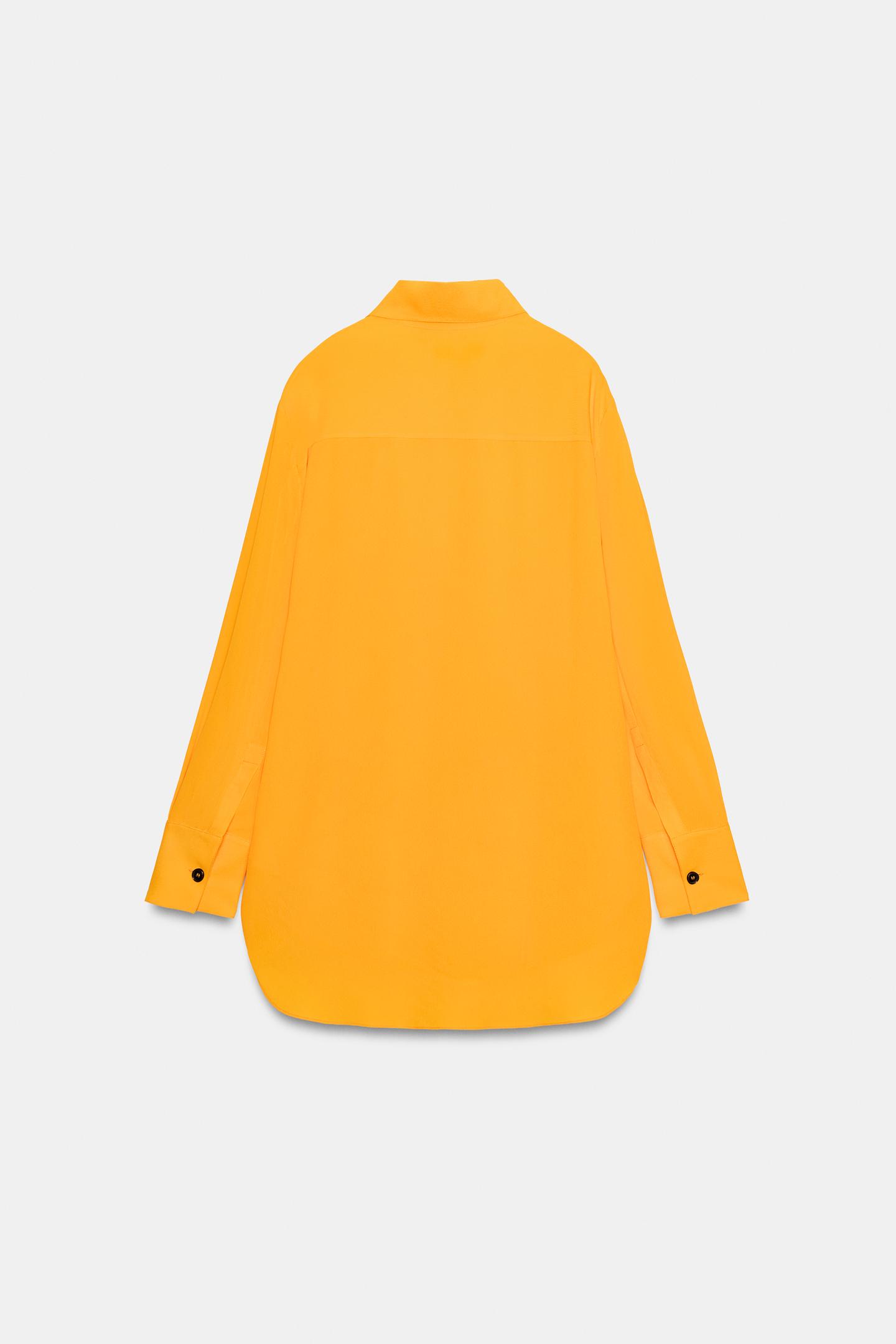 Женская рубашка Zara ZW Collection Flowy, цвет: Оранжевый — фото 9
