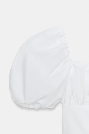 CONTRAST BALLOON SLEEVE TOP - White by Zara - Image 4