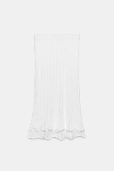 JUPE MI-LONGUE EN MAILLE DOUBLE ÉPAISSEUR - Blanc de Zara - Image 6