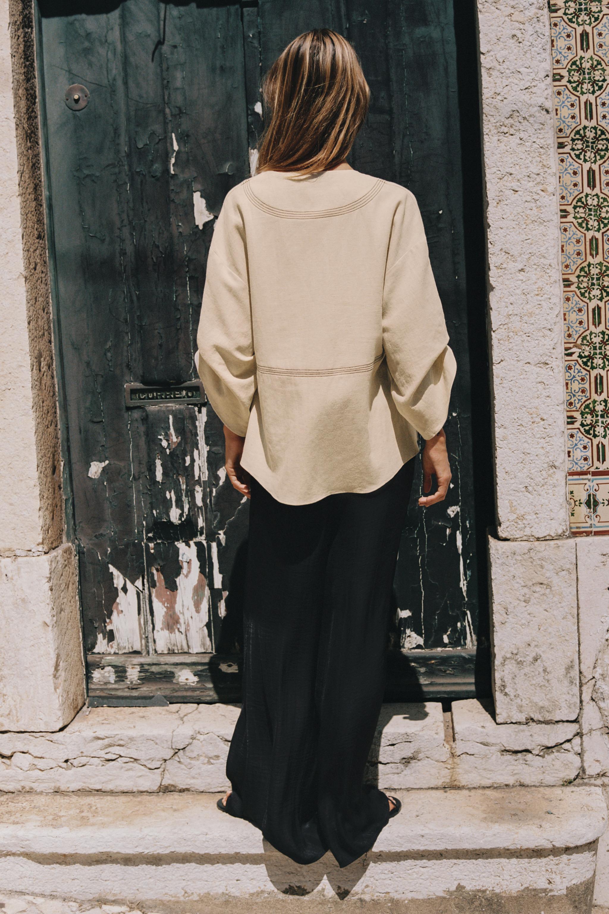 Женские брюки Zara FLOWY WIDE LEG PANTS — фото 3